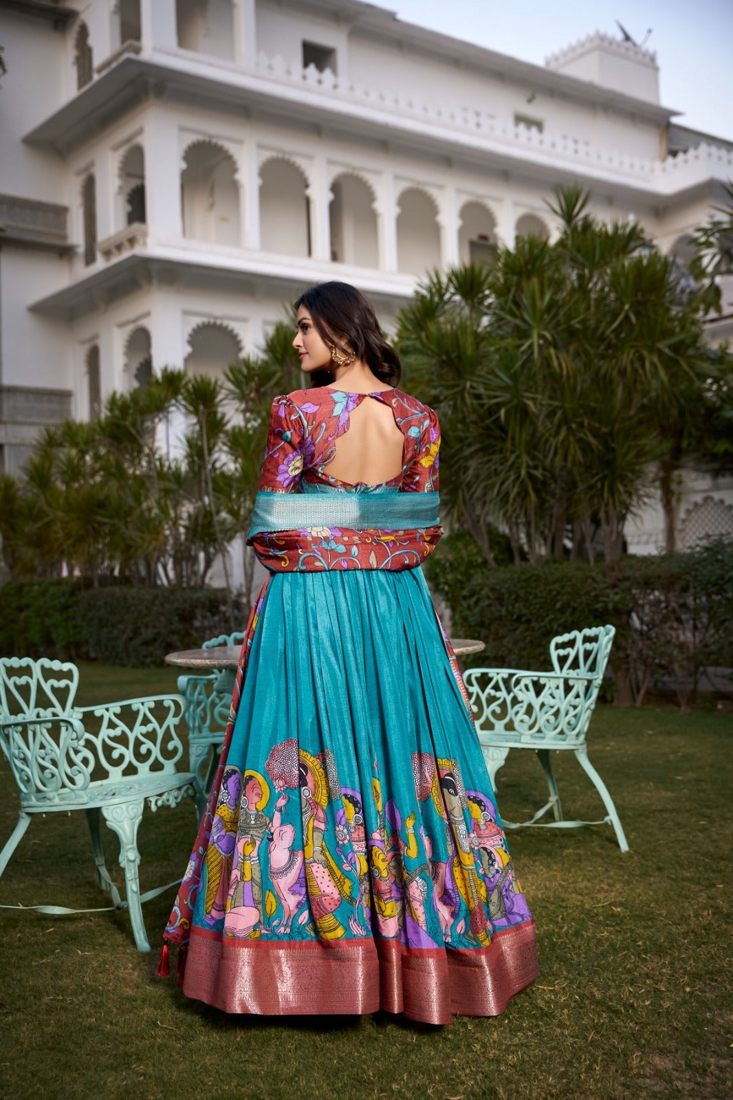 Kalamkari Print Zari Weaving Lehenga Choli With Dupatta