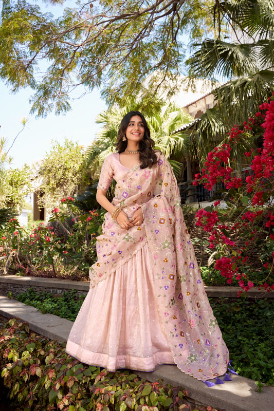 Light Pink Colour Lehenga Choli With Dupatta
