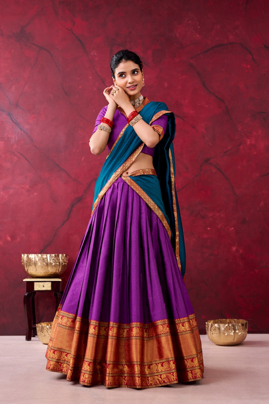 Purple Color Narayan Pettu Lehenga Choli With Dupatta