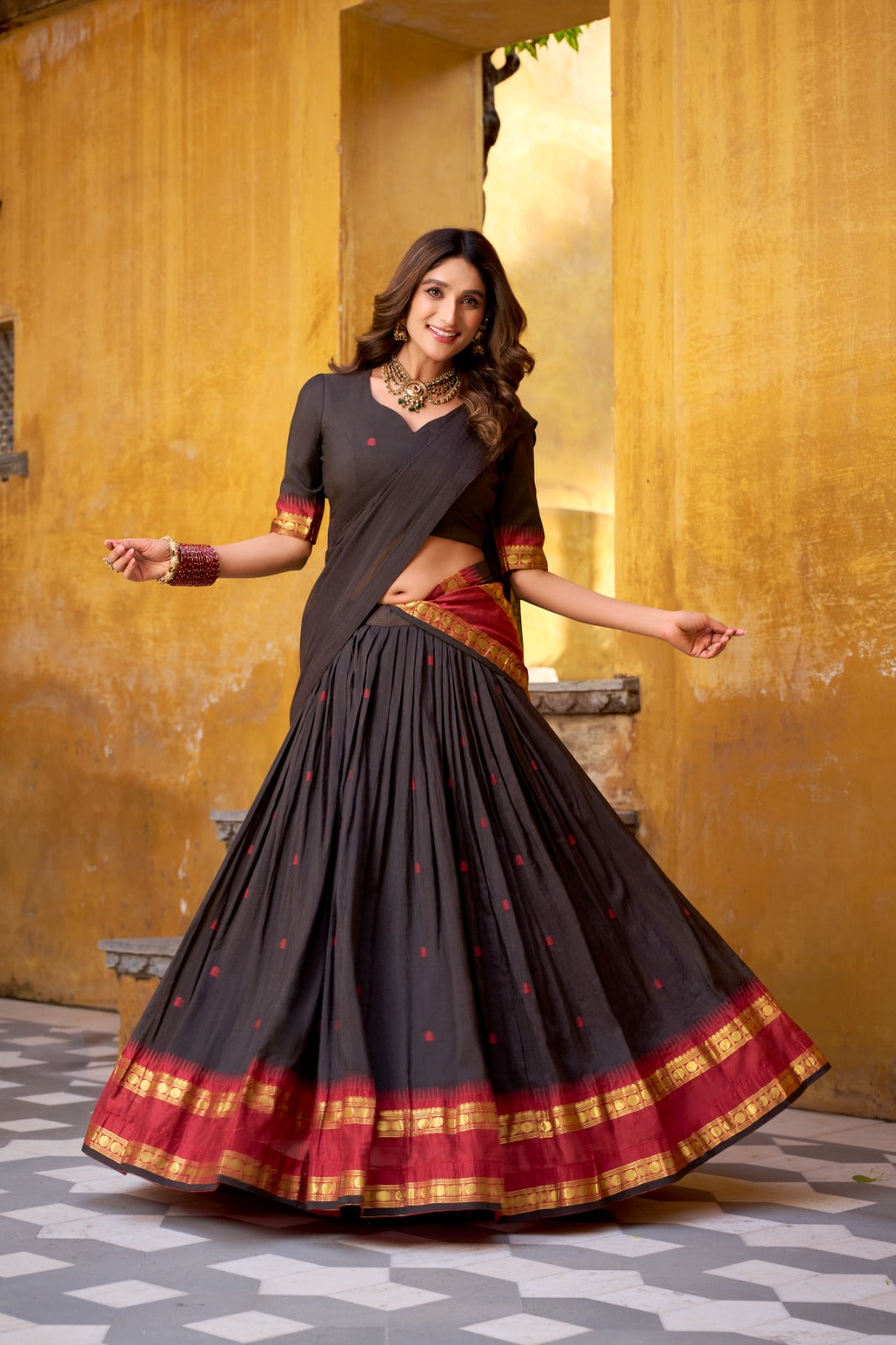 Pure Chanderi Zari Weaving Lehenga Choli With Dupatta