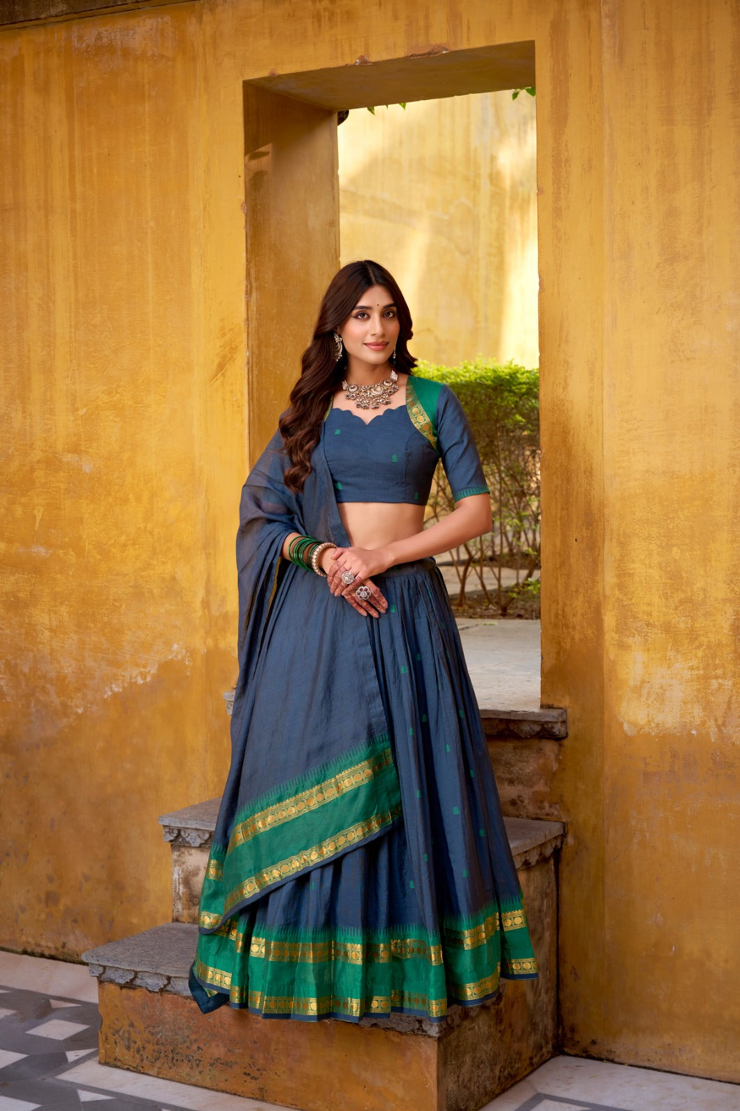 Pure Chanderi Zari Weaving Lehenga Choli With Dupatta