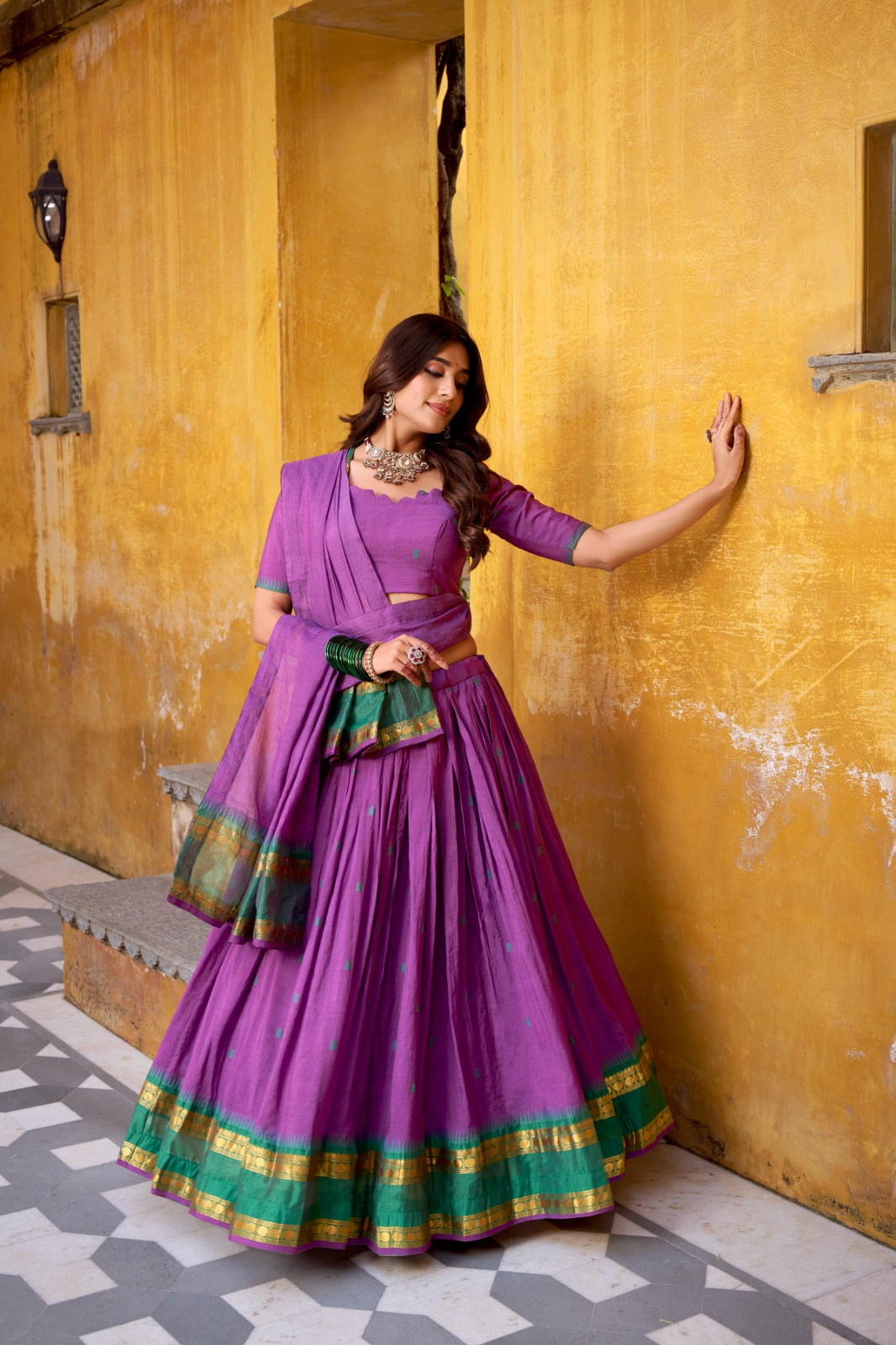 Pure Chanderi Zari Weaving Lehenga Choli With Dupatta