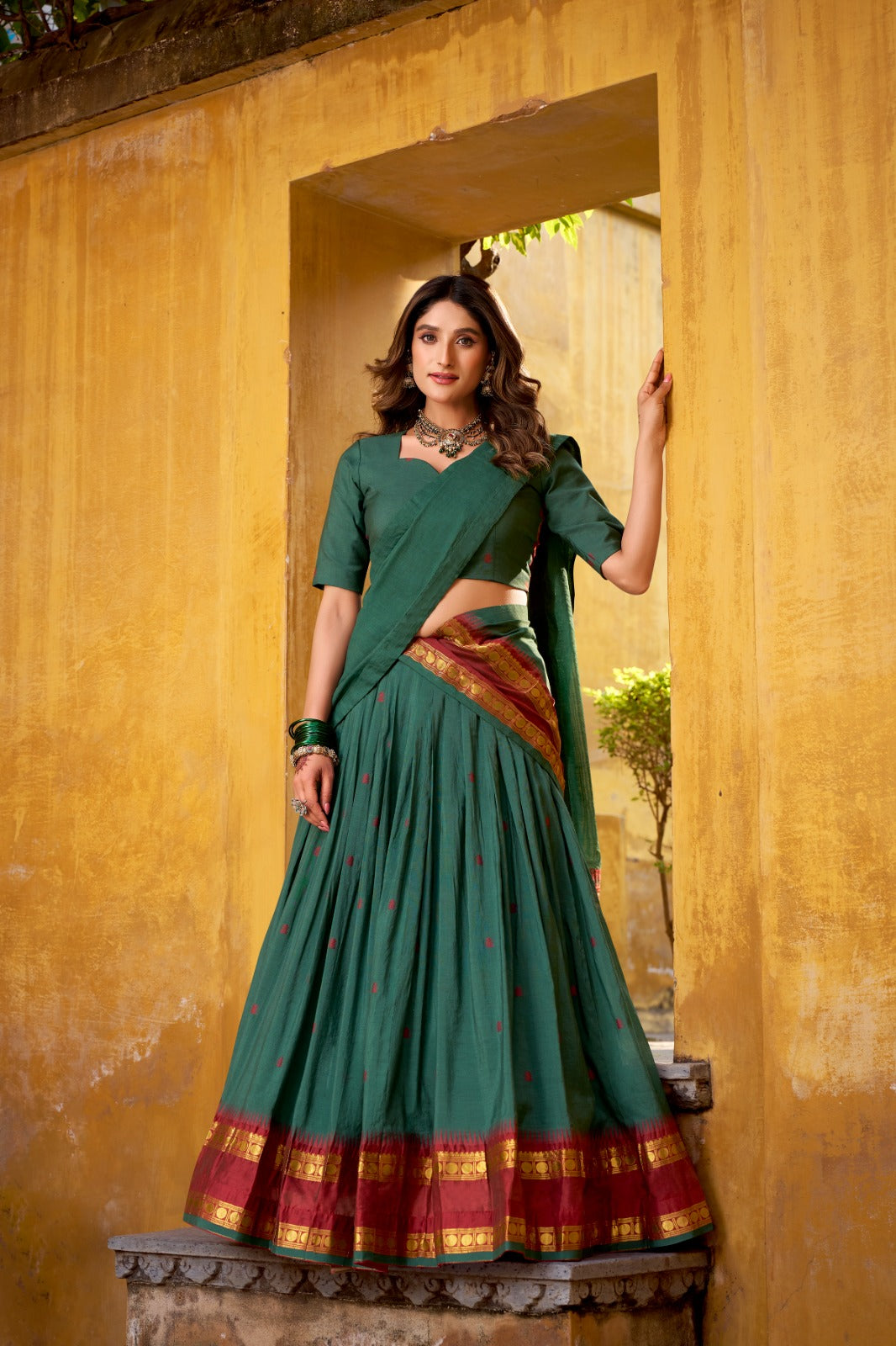Pure Chanderi Zari Weaving Lehenga Choli With Dupatta