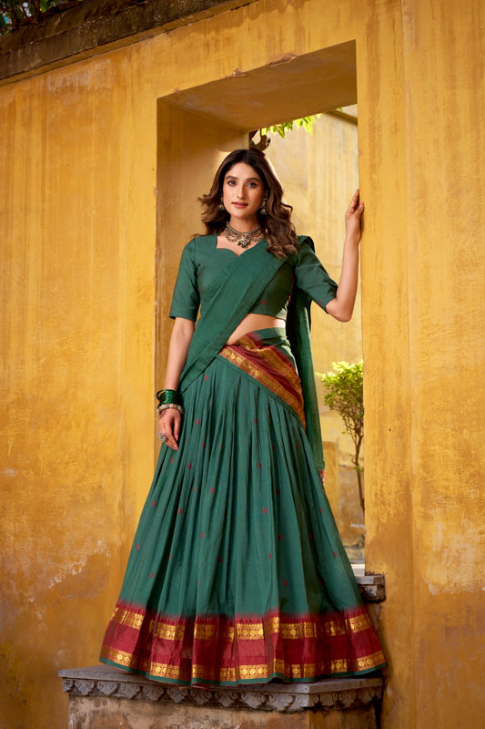 Pure Chanderi Zari Weaving Lehenga Choli With Dupatta