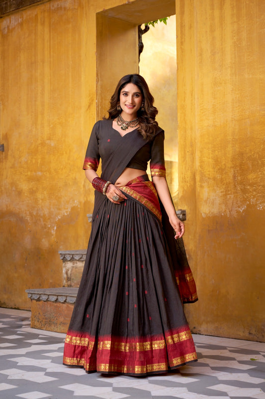 Pure Chanderi Zari Weaving Lehenga Choli With Dupatta