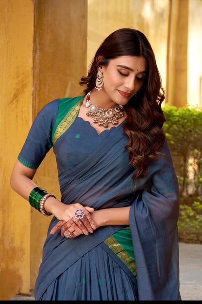 Pure Chanderi Zari Weaving Lehenga Choli With Dupatta