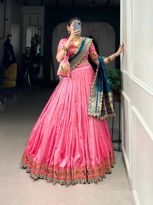 Jacquard Silk Paithani Lehenga Choli With Dupatta