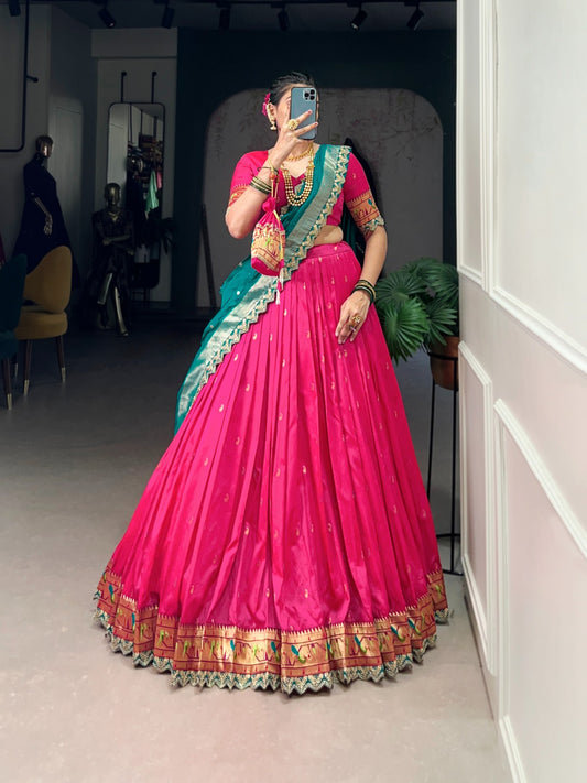 Jacquard Silk Paithani Lehenga Choli With Dupatta