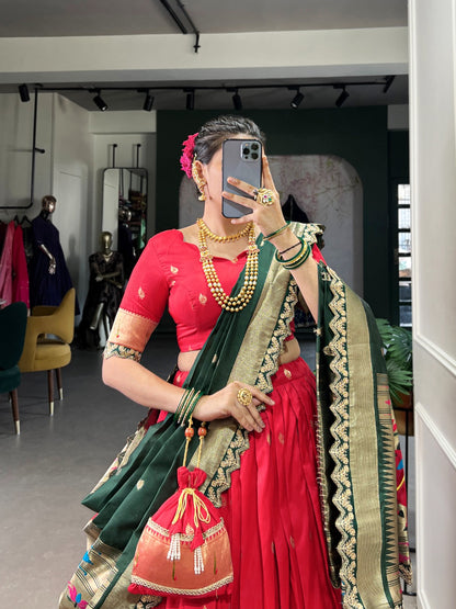 Jacquard Silk Paithani Lehenga Choli With Dupatta