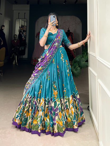 Kalamkari Print Lehenga Choli With Dupatta