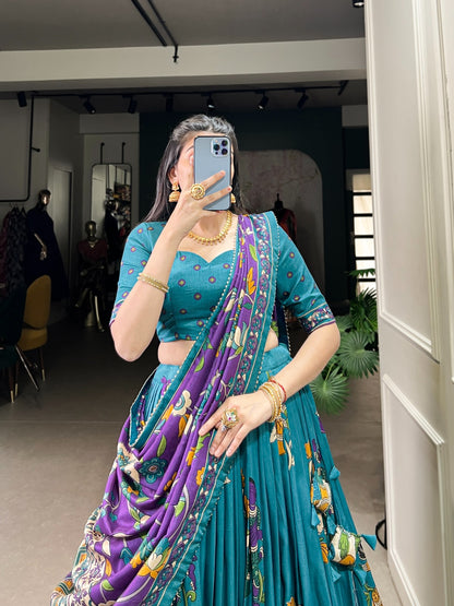 Kalamkari Print Lehenga Choli With Dupatta