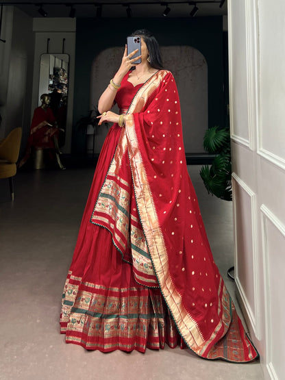 Pure Chanderi Paithani Lehenga Choli With Dupatta