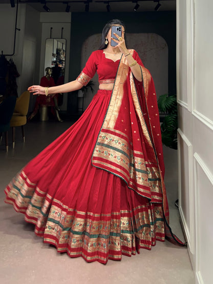 Pure Chanderi Paithani Lehenga Choli With Dupatta