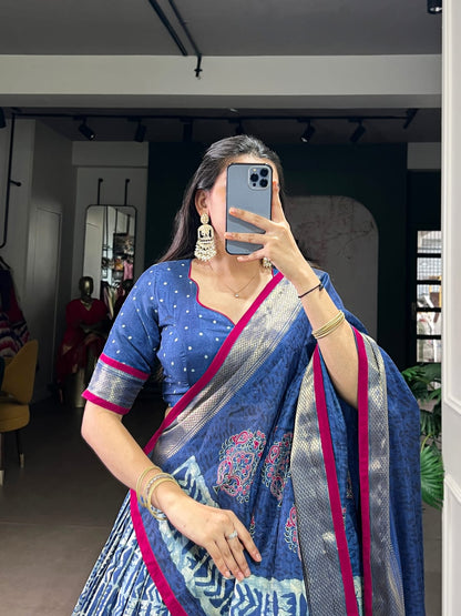 Batik Print With Zari Weaving Lehenga Choli With Dupatta