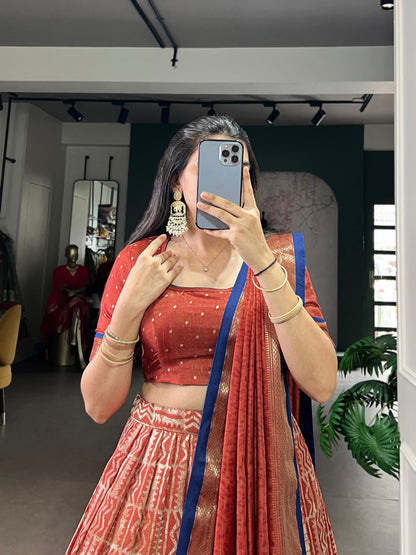 Batik Print With Zari Weaving Lehenga Choli With Dupatta