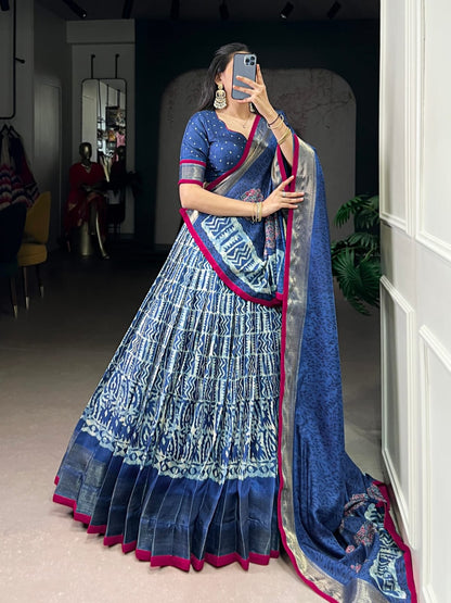 Batik Print With Zari Weaving Lehenga Choli With Dupatta
