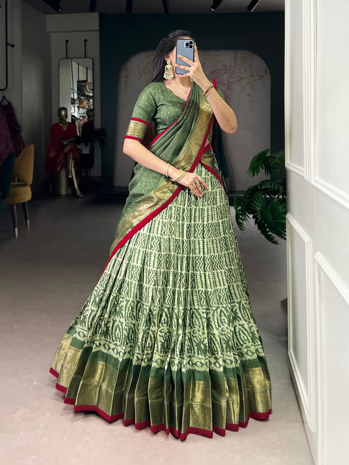 Batik Print With Zari Weaving Lehenga Choli With Dupatta
