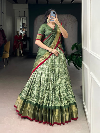 Batik Print With Zari Weaving Lehenga Choli With Dupatta