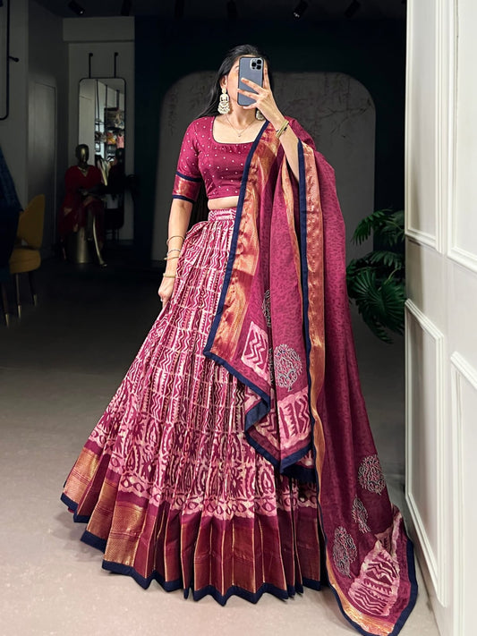 Batik Print With Zari Weaving Lehenga Choli With Dupatta
