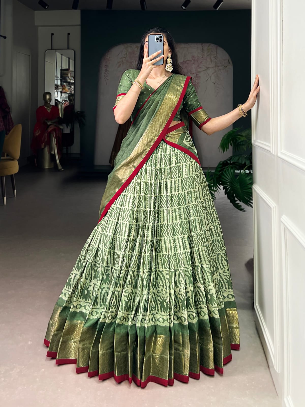 Batik Print With Zari Weaving Lehenga Choli With Dupatta