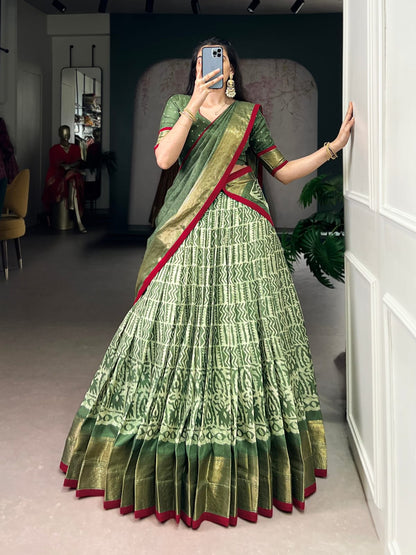 Batik Print With Zari Weaving Lehenga Choli With Dupatta