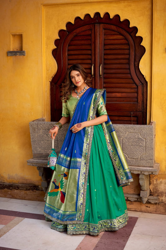 Soft Silk Zari Weaving Paithani Lehenga Choli With Dupatta