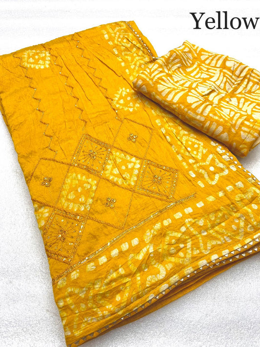 Batik Print Cotton Saree with Unstitched