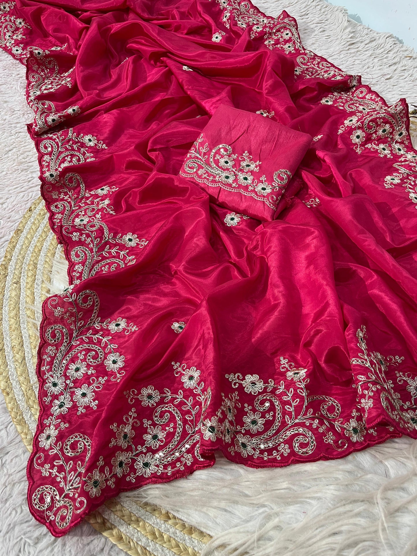 Designer Party Wear Saree With Unstitched Blouse