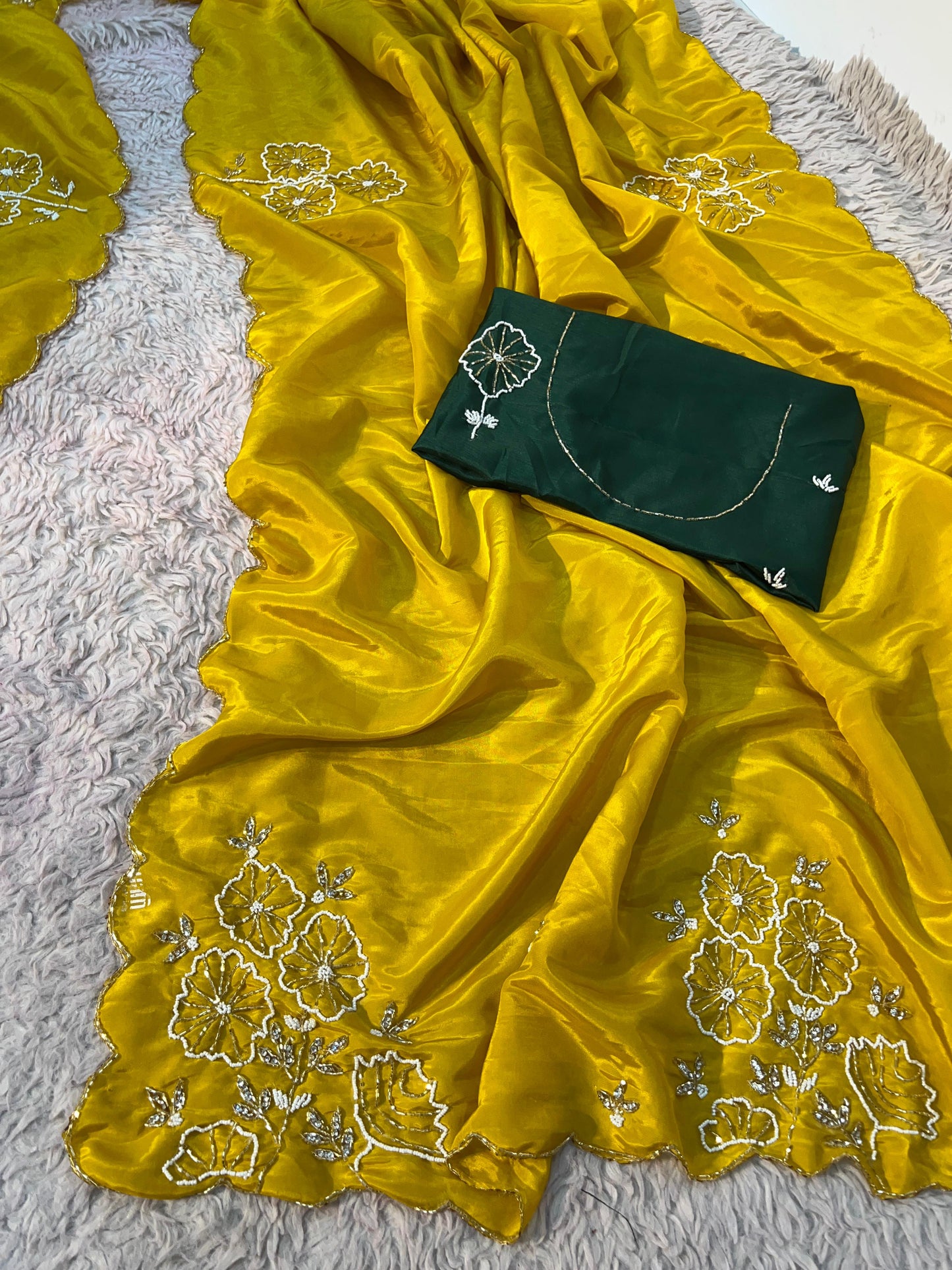 Designer Party Wear Handwork Saree with Unstitched Blouse