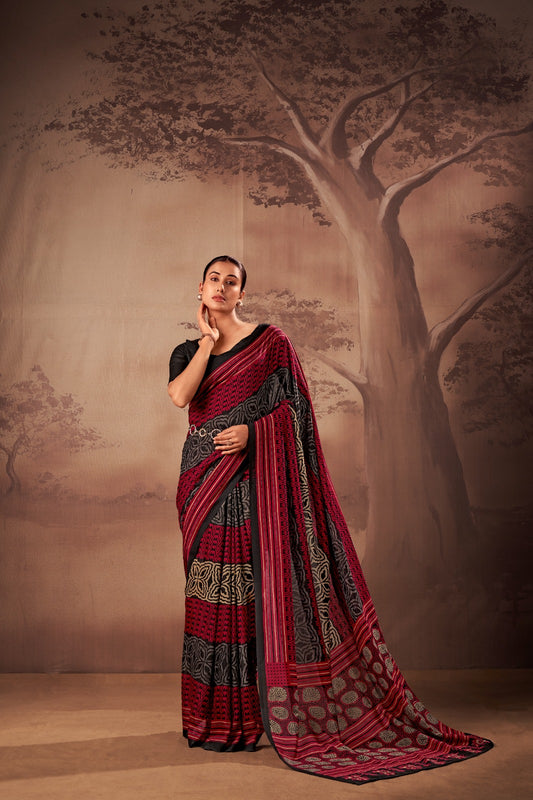 Printed Saree with Unstitched Blouse