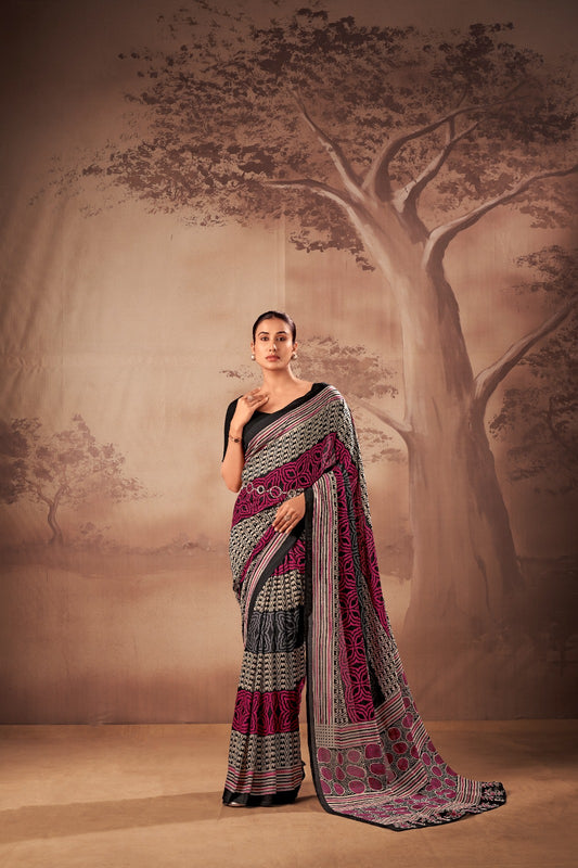 Printed Saree with Unstitched Blouse