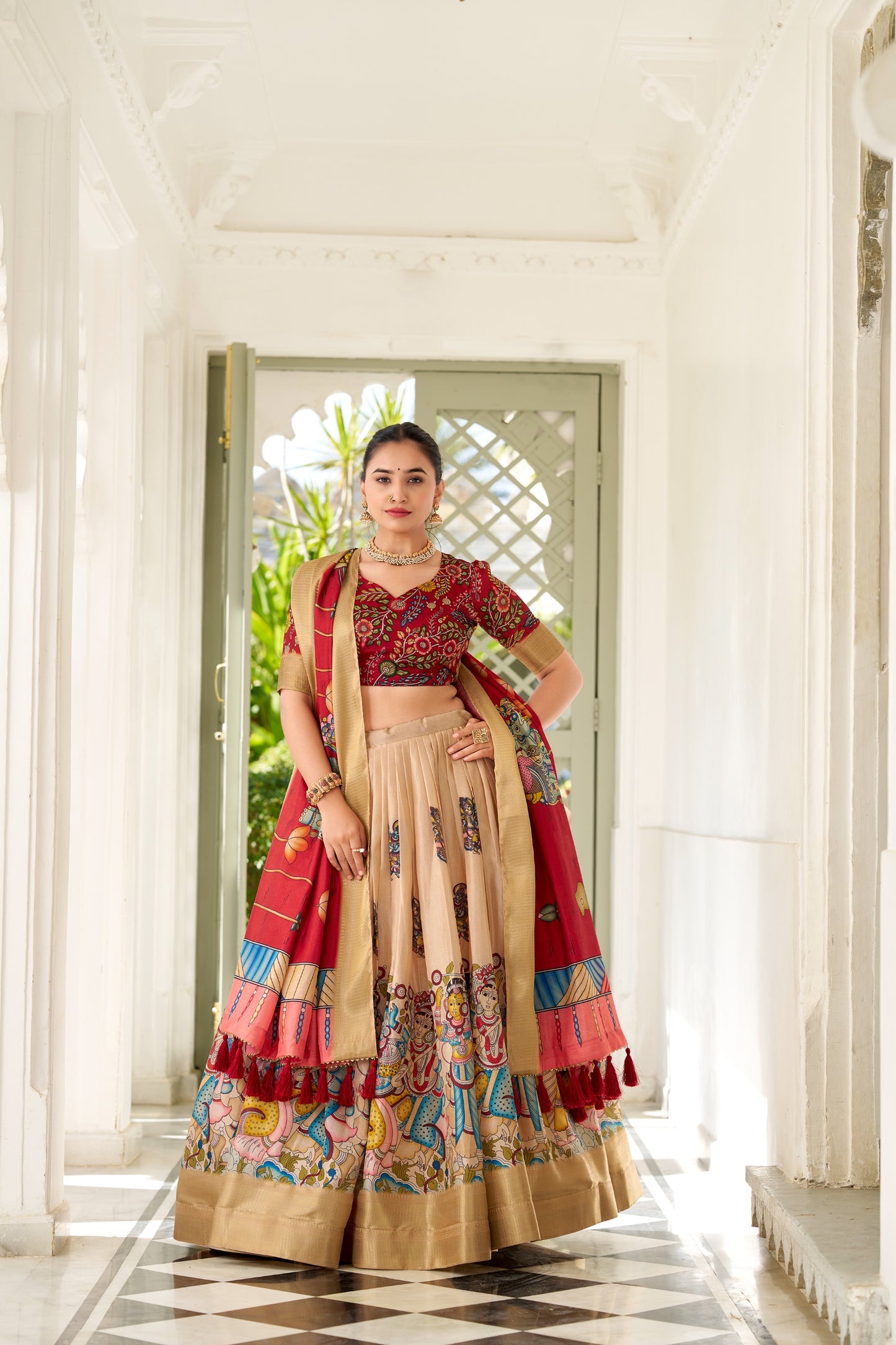 Dola Silk Kalamkari Print Lehenga Choli With Dupatta
