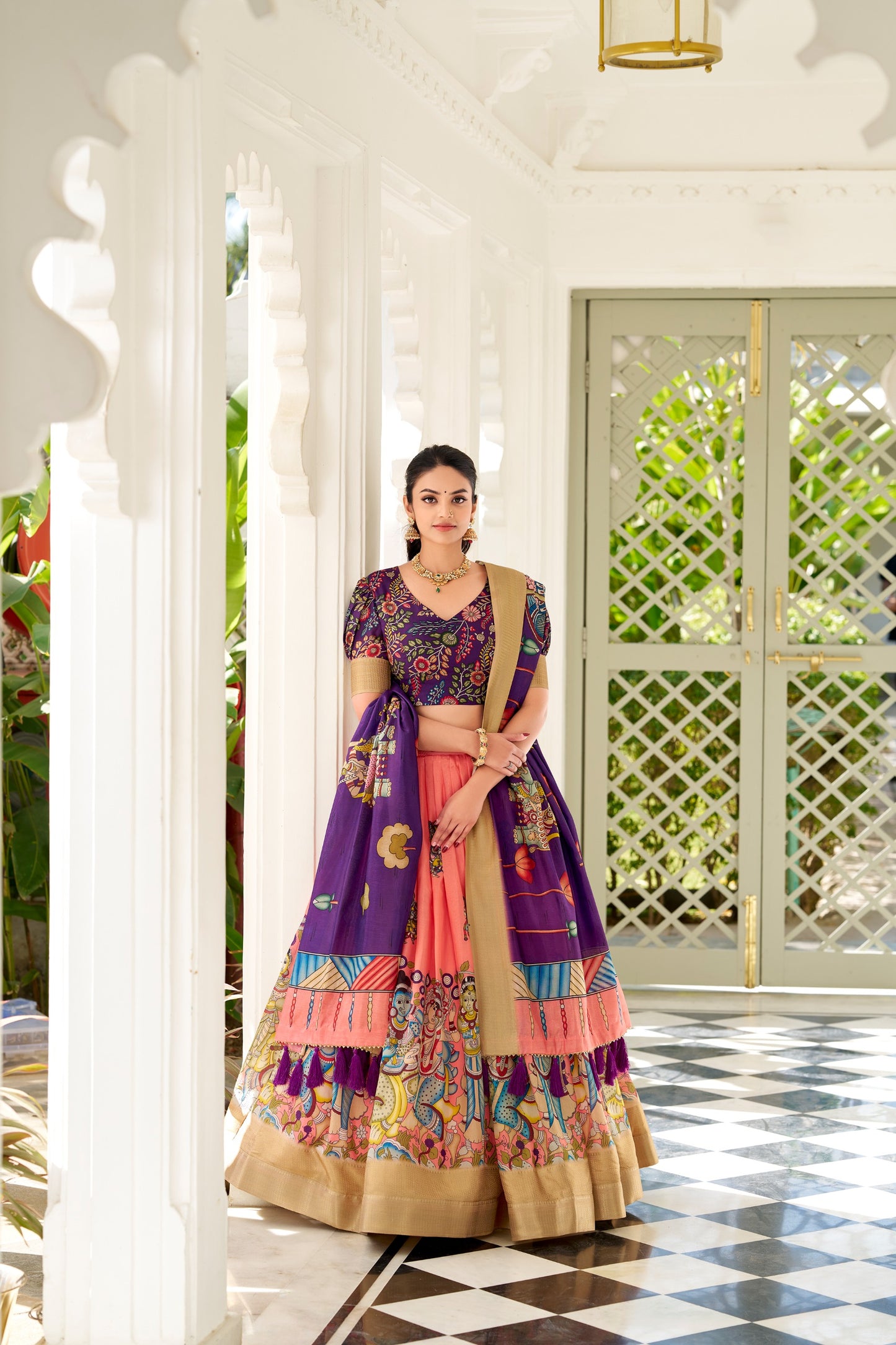 Dola Silk Kalamkari Print Lehenga Choli With Dupatta