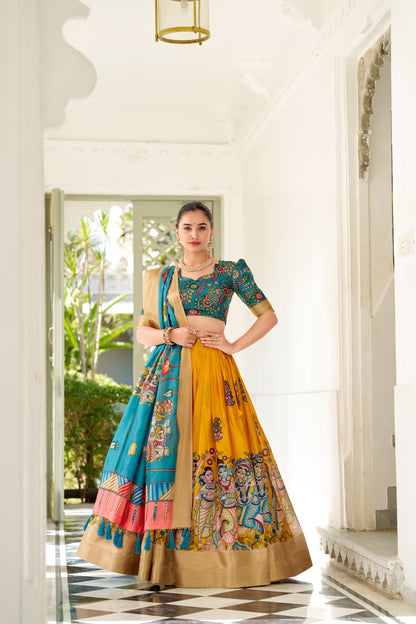 Dola Silk Kalamkari Print Lehenga Choli With Dupatta