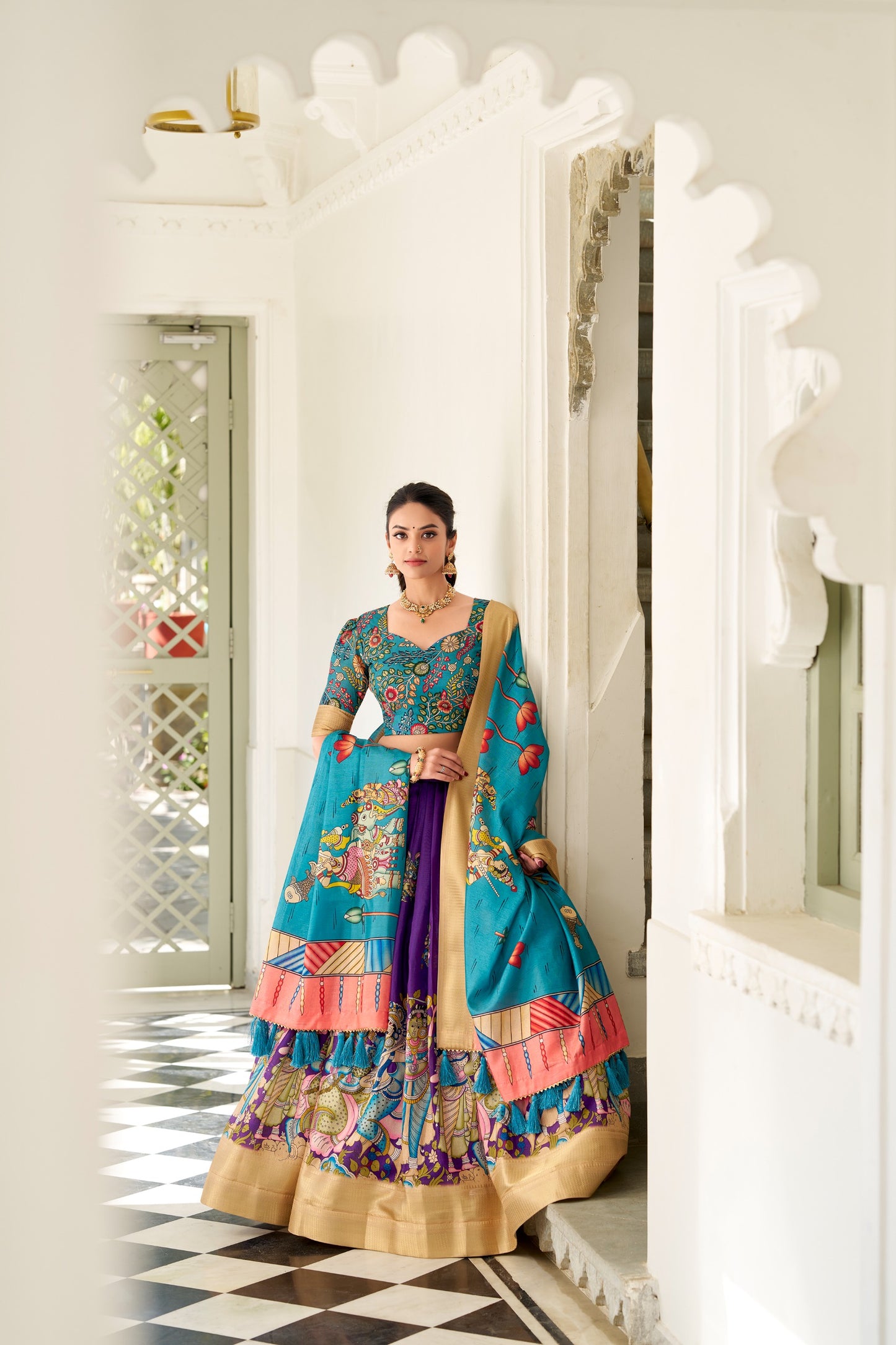Dola Silk Kalamkari Print Lehenga Choli With Dupatta