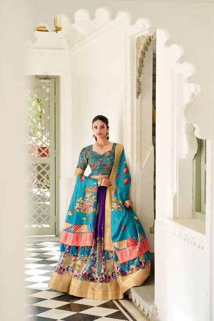 Dola Silk Kalamkari Print Lehenga Choli With Dupatta