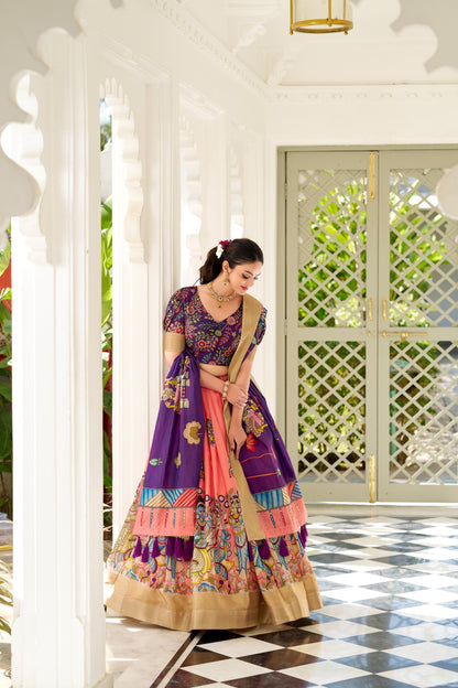 Dola Silk Kalamkari Print Lehenga Choli With Dupatta