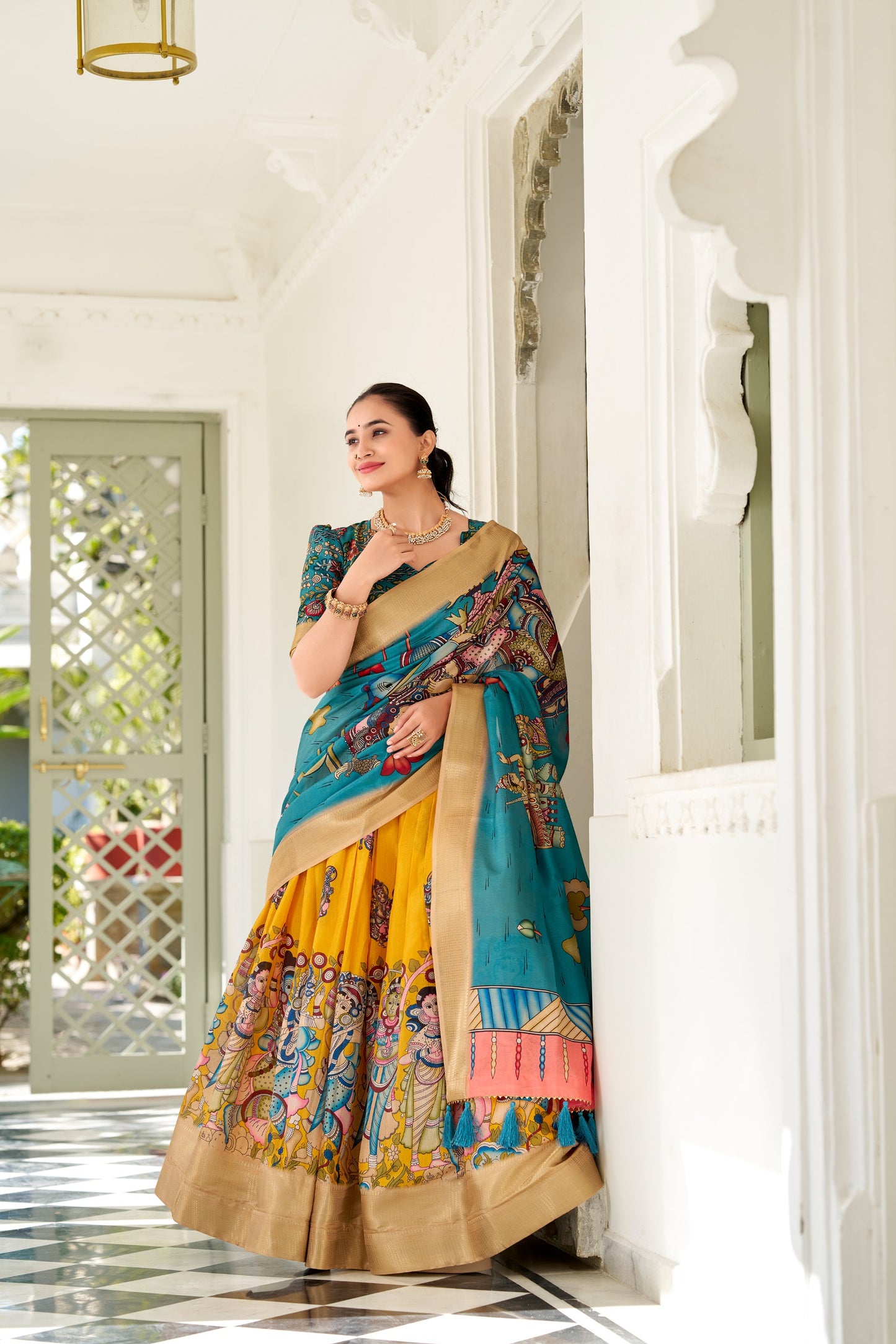 Dola Silk Kalamkari Print Lehenga Choli With Dupatta