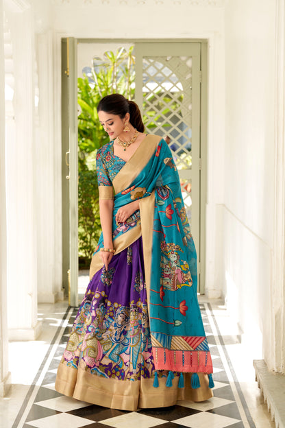 Dola Silk Kalamkari Print Lehenga Choli With Dupatta