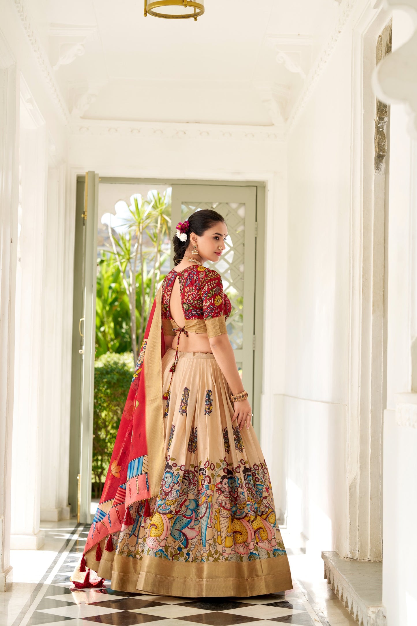 Dola Silk Kalamkari Print Lehenga Choli With Dupatta