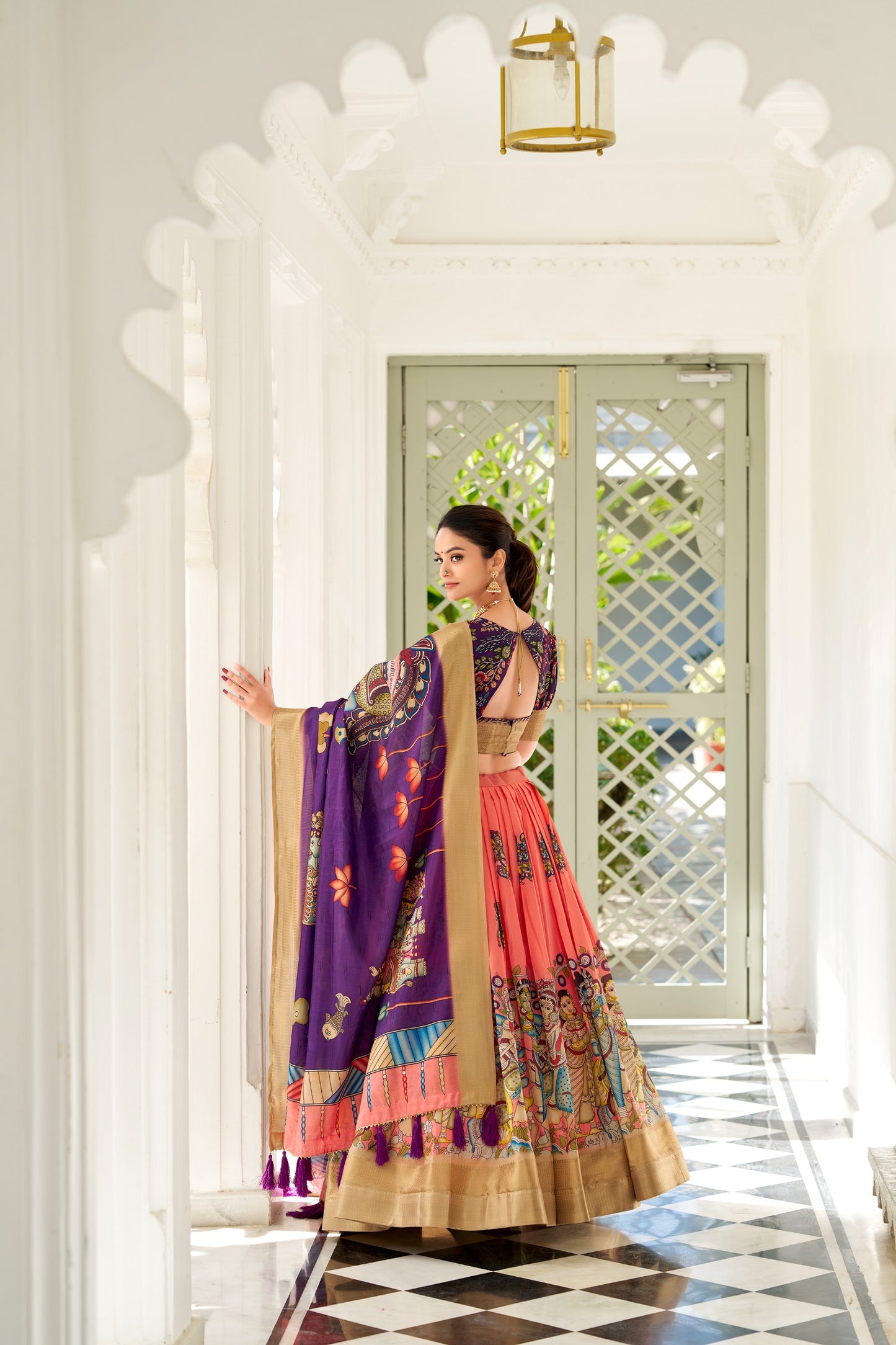 Dola Silk Kalamkari Print Lehenga Choli With Dupatta