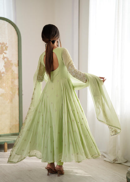 Elegant Embroidered Rembo Sequence Designer Anarkali Three Piece Set