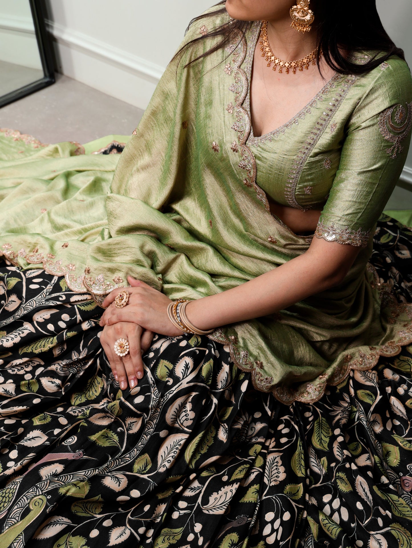 Kalamkari Print Lehenga Choli with Dupatta