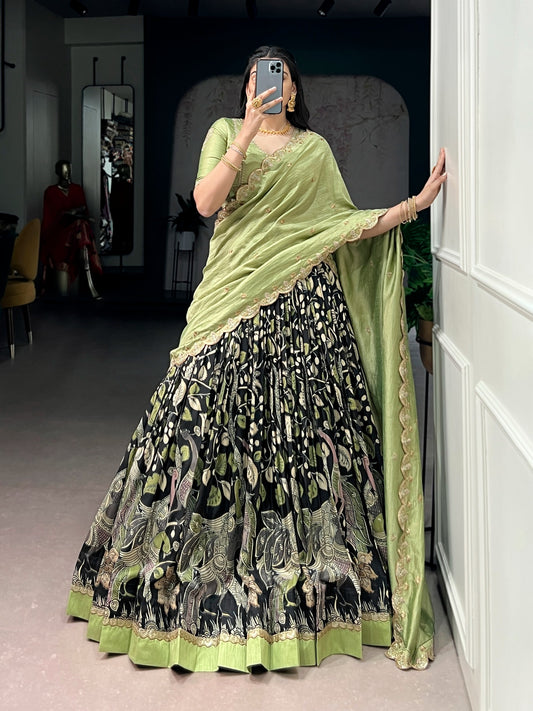Kalamkari Print Lehenga Choli with Dupatta
