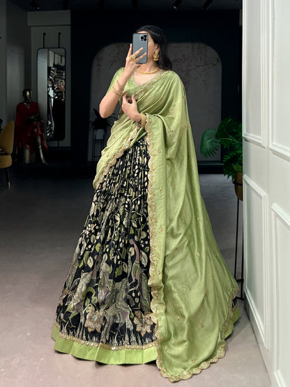 Kalamkari Print Lehenga Choli with Dupatta