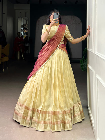 Dupion Silk Ready to Wear Lehenga Choli with Dupatta