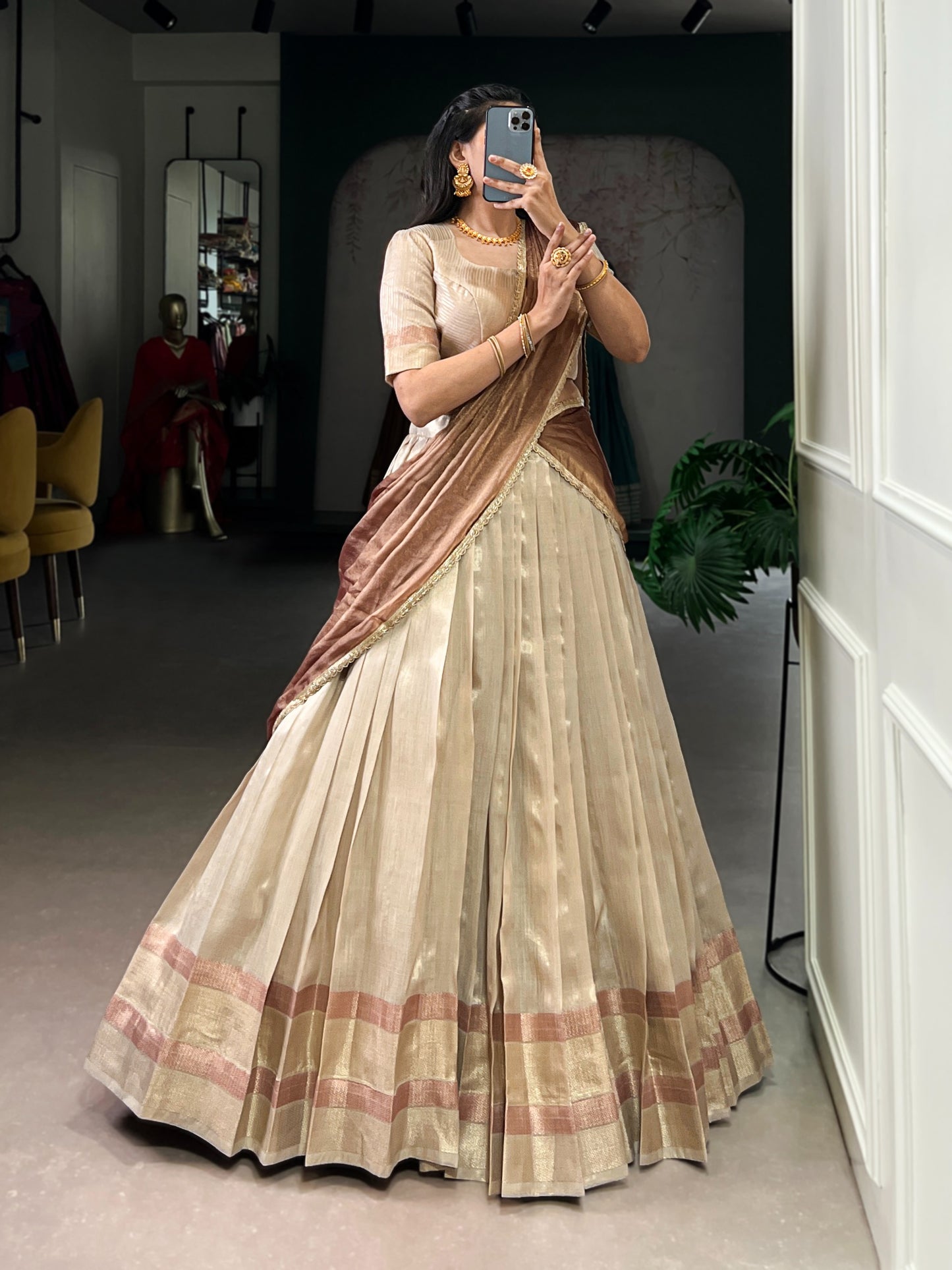 Dupion Silk Ready to Wear Lehenga Choli with Dupatta