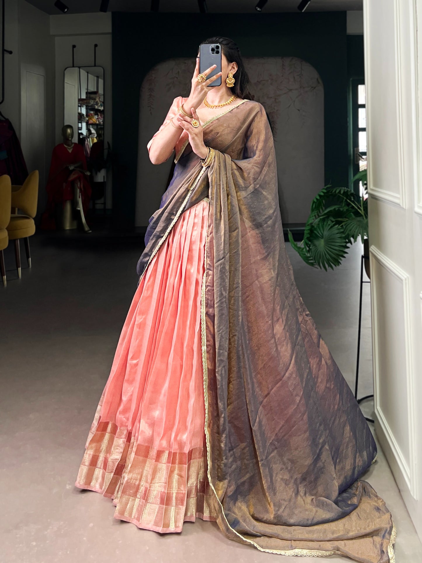 Dupion Silk Ready to Wear Lehenga Choli with Dupatta
