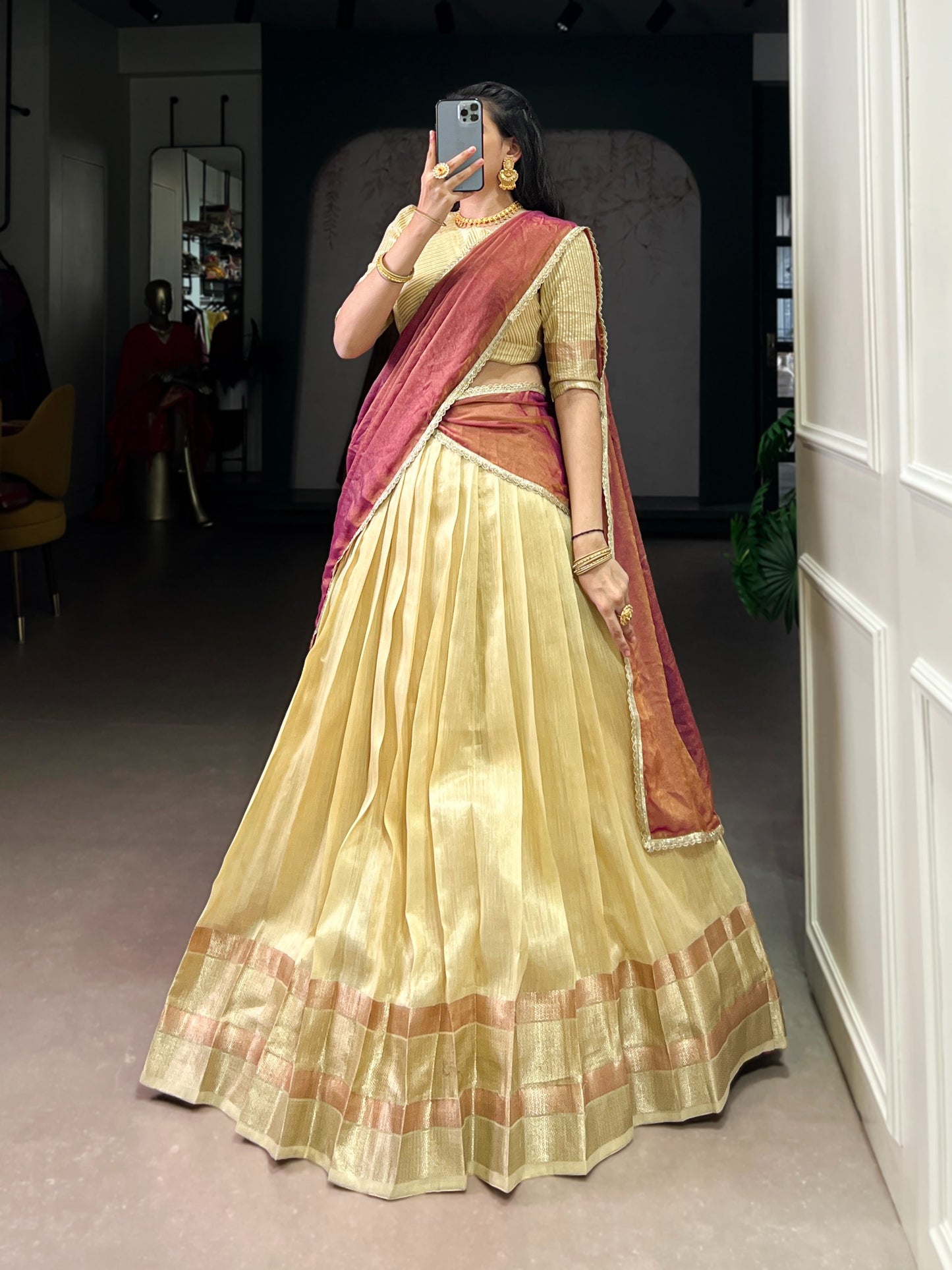 Dupion Silk Ready to Wear Lehenga Choli with Dupatta