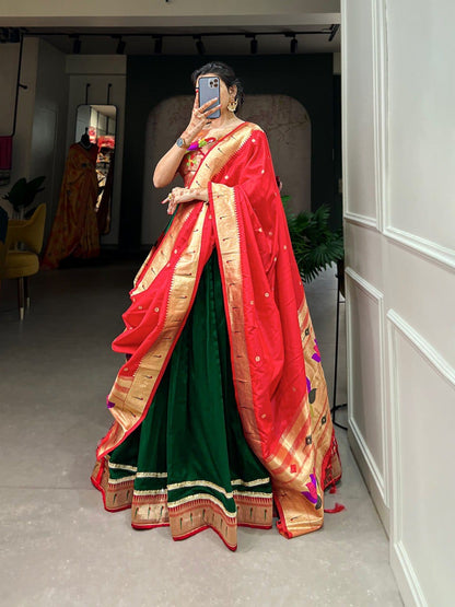 Green Colour Paithani Lehenga Choli with Dupatta